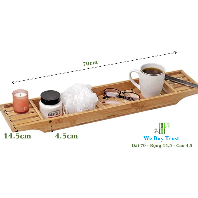 Expandable Natural Bamboo Bathtub Caddy Tray — Community Batch