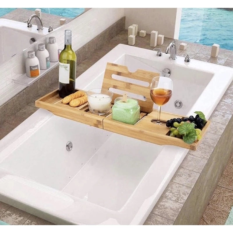 Expandable Natural Bamboo Bathtub Caddy Tray — Community Batch