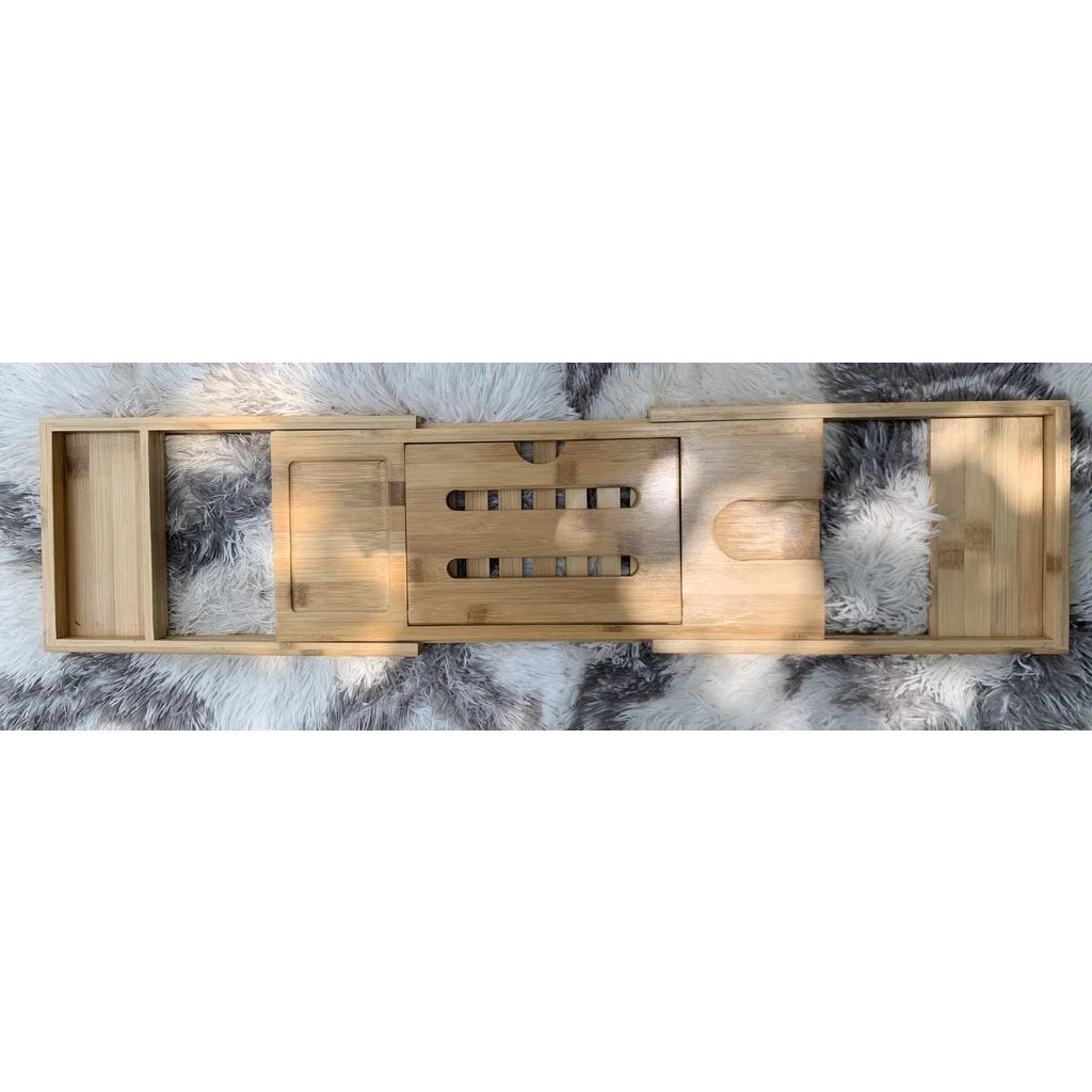Expandable Natural Bamboo Bathtub Caddy Tray — Community Batch
